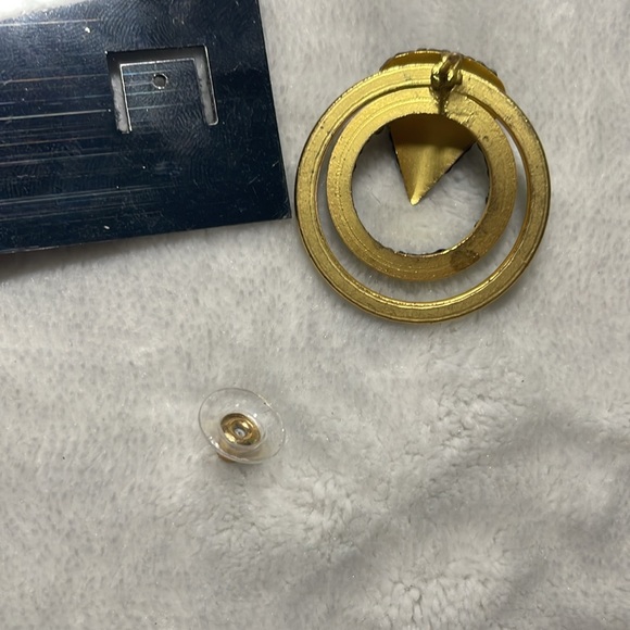 Women’s black rhinestone and gold earrings triangle and circle Hollywood - Picture 4 of 5